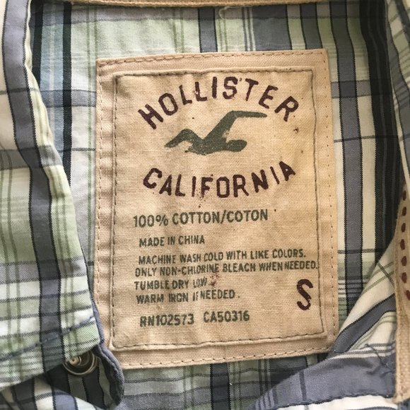 Hollister Plaid Blue/Green Long Sleeve Shirt Small - Picture 2 of 2